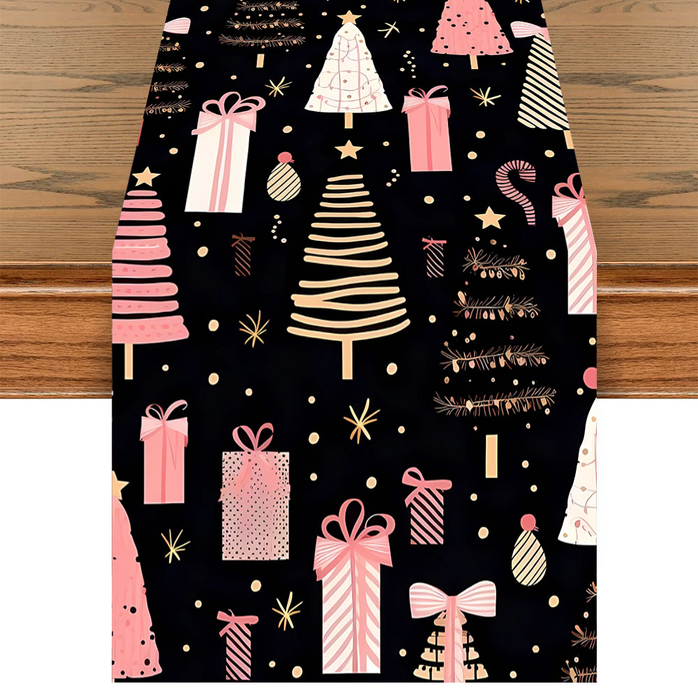 Christmas Table Runner - مفرش طاولة عيد الميلاد باللون الوردي