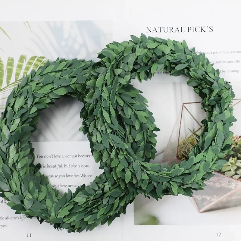 Christmas Wreath Fake - 7 أمتار سلك الحديد الأخضر ورقة