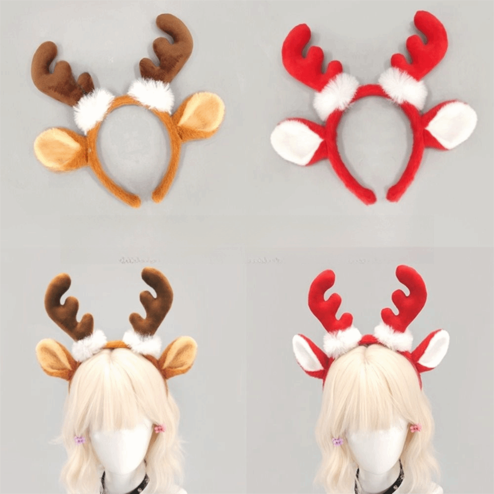 Reindeer Antlers Headband - طوق رأس واقعي بقرون الرنة، مصنوع