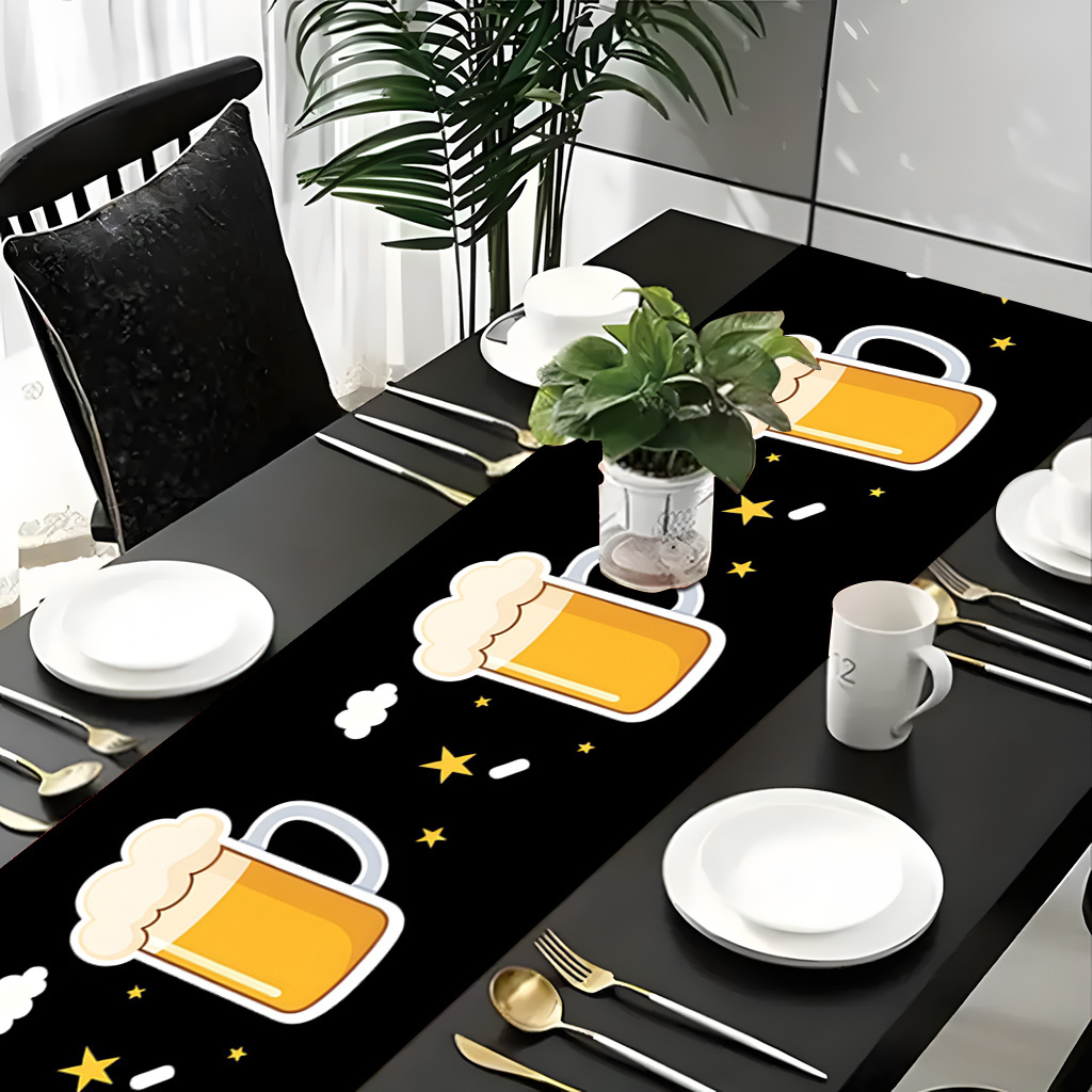 Christmas Table Runner - مفرش طاولة مطبوع بنمط أكواب البيرة