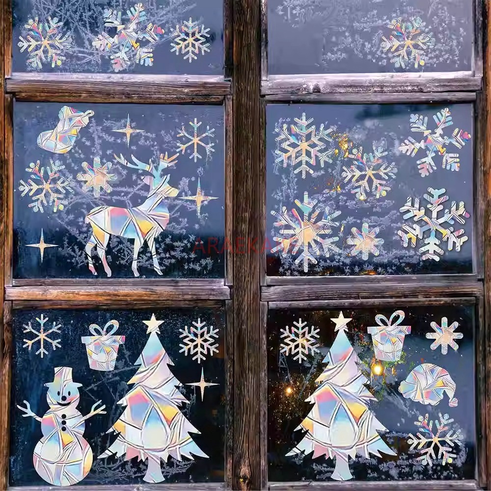 Snowflake Window Decal - مجموعتان من ملصقات النوافذ الكهروستاتيكية لعيد