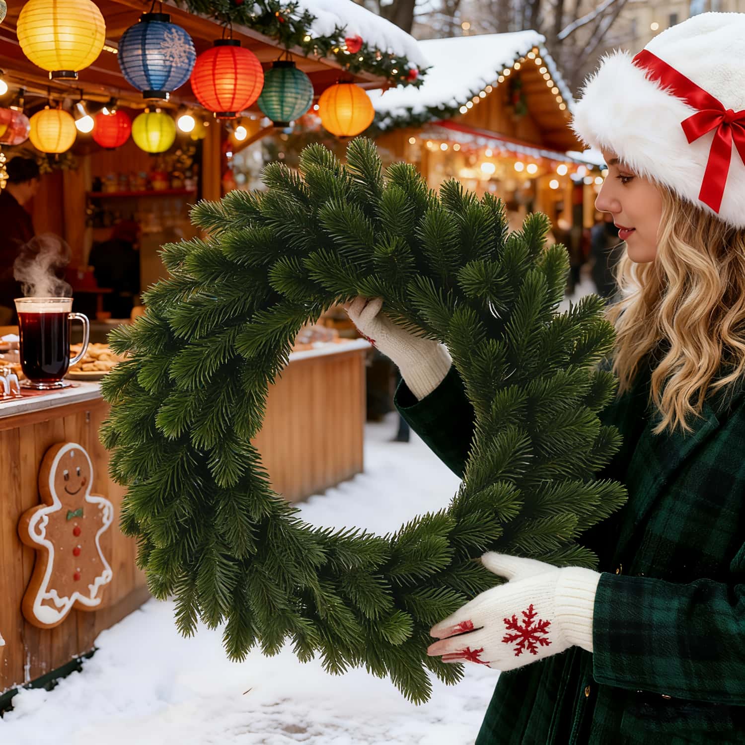 1 قطعة إكليل عيد الميلاد الاصط - مراجعة Christmas Wreath Fake وسعره