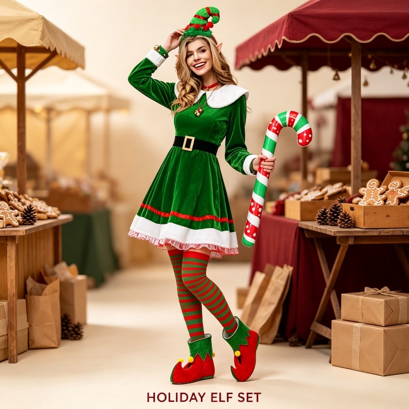 طقم زي قزم عيد الميلاد للنساء، - مراجعة Elf Costume Christmas وسعره