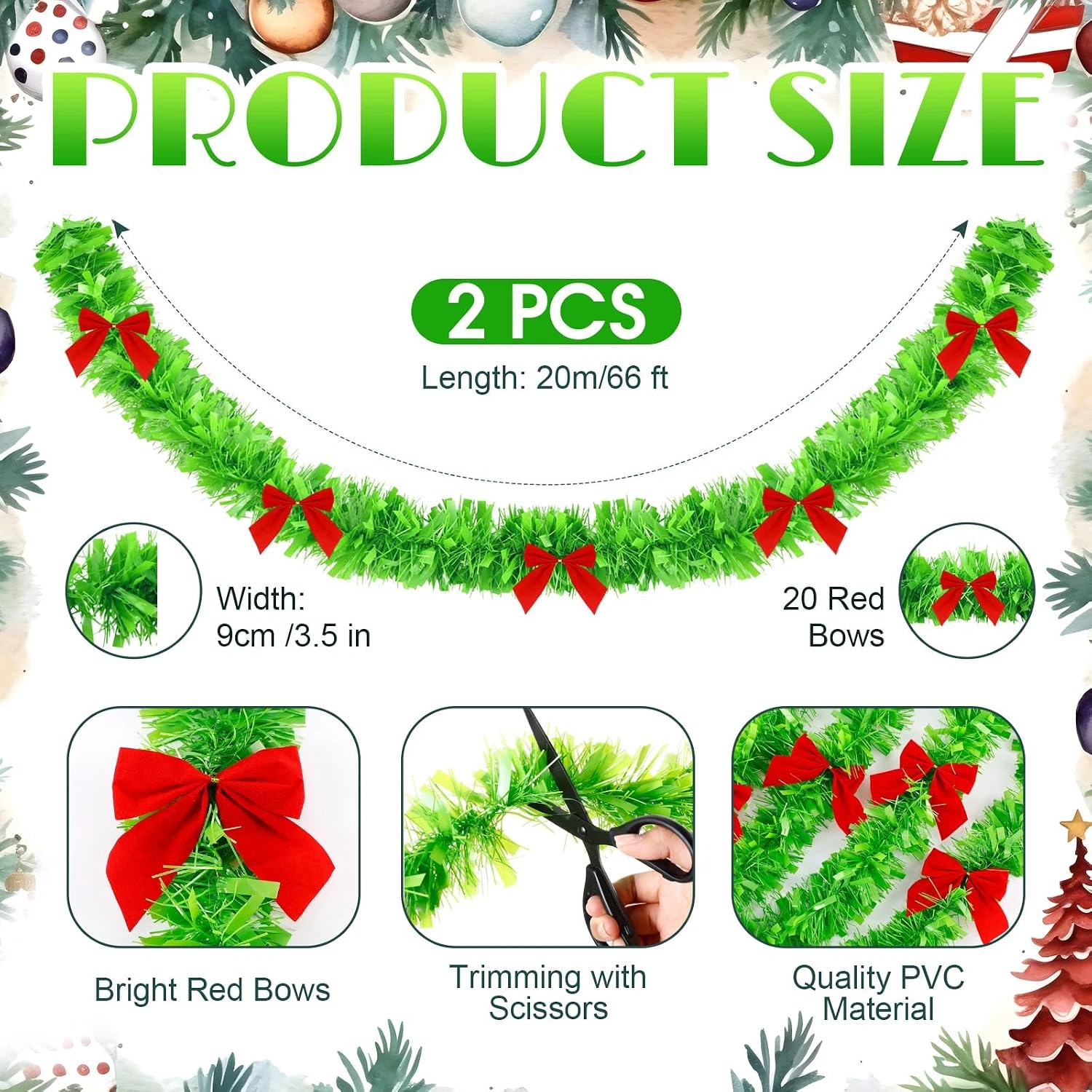 زينة عيد الميلاد من الشريط الأ - مراجعة Tinsel Garland Decoration وسعره