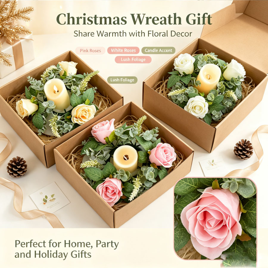 حامل شموع على شكل إكليل ورود ص - مراجعة Christmas Wreath Fake وسعره